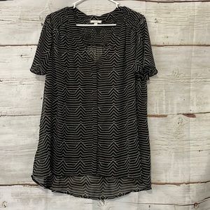 Pleione Sheer Tunic Blouse Size 1X Black White